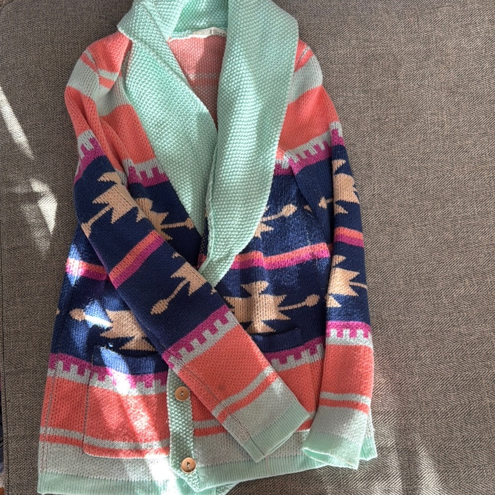 Ellison Green and Pink Geometric Cardigan